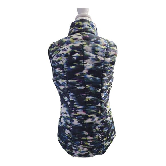 Tangerine Watercolor Down Filled Puffer Vest Black Multicolor Womens Small - Picture 2 of 6